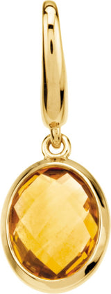 14K Gold Oval Natural Citrine Solitaire Pendant