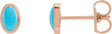 14K Gold Natural Turquoise Oval Bezel-Set Cabochon Earrings - Rose Gold