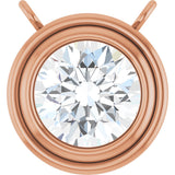 14K Gold Lab-Grown Diamond Round Bezel-Set Necklace - Rose Gold