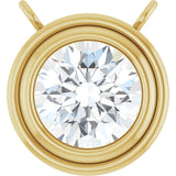 14K Gold Lab-Grown Diamond Round Bezel-Set Necklace - Yellow Gold