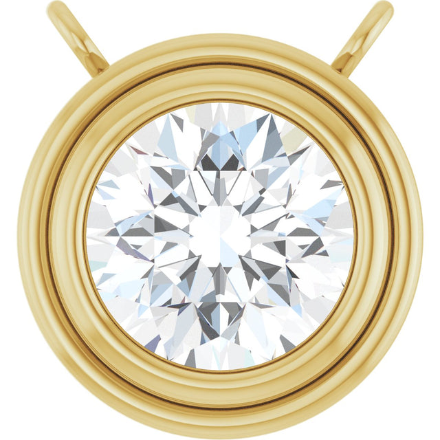 14K Gold Lab-Grown Diamond Round Bezel-Set Necklace - Yellow Gold