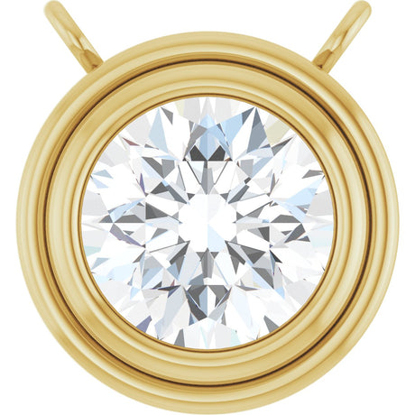 14K Gold Natural Diamond Round Bezel-Set Necklace - Yellow Gold