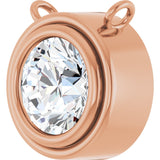 14K Gold Natural Diamond Round Bezel-Set Necklace - Rose Gold - view 2