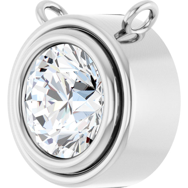 Platinum Natural Diamond Round Bezel-Set Necklace - view 2