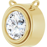 14K Gold Lab-Grown Diamond Round Bezel-Set Necklace - Yellow Gold - view 2