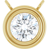 14K Gold Lab-Grown Diamond Round Bezel-Set Necklace - Yellow Gold