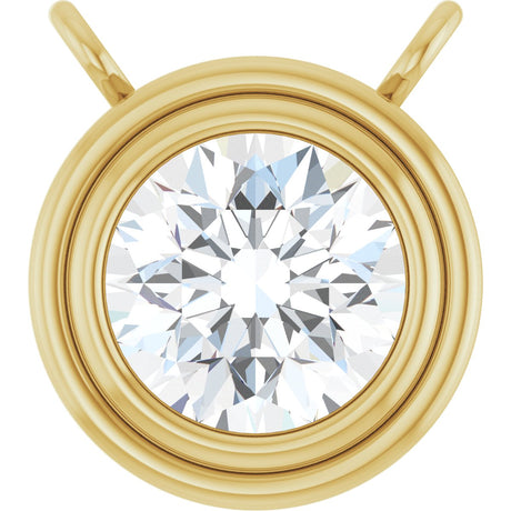 14K Gold Lab-Grown Diamond Round Bezel-Set Necklace - Yellow Gold