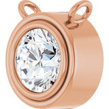 14K Gold Lab-Grown Diamond Round Bezel-Set Necklace - Rose Gold - view 2