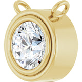 14K Gold Natural Diamond Round Bezel-Set Necklace - Yellow Gold - view 2