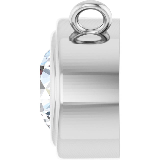 Platinum Lab-Grown Diamond Round Bezel-Set Necklace - view 3