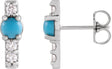 Platinum Round Natural Turquoise & Natural Diamond Accented Bar Earrings