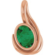 14K Gold Oval Lab-Grown Emerald Bezel-Set Solitaire Freeform Pendant - Rose Gold