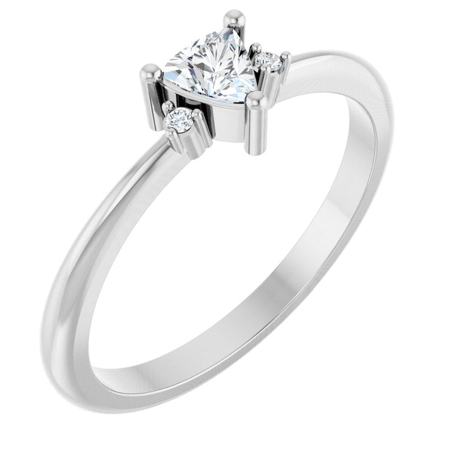 14K Gold Trillion Natural White Sapphire & Natural Diamond Accented Ring - White Gold