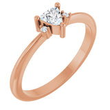 14K Gold Trillion Natural White Sapphire & Natural Diamond Accented Ring - Rose Gold