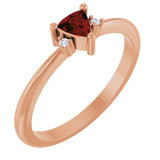 14K Gold Trillion Natural Mozambique Garnet & Natural Diamond Accented Ring - Rose Gold