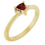 14K Gold Trillion Natural Mozambique Garnet & Natural Diamond Accented Ring - Yellow Gold