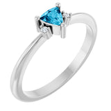 14K Gold Trillion Natural Aquamarine & Natural Diamond Accented Ring - White Gold