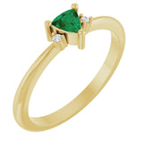 14K Gold Trillion Natural Emerald & Natural Diamond Accented Ring - Yellow Gold