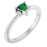 14K Gold Trillion Lab-Grown Emerald & Natural Diamond Accented Ring - White Gold