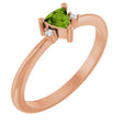 14K Gold Trillion Natural Peridot & Natural Diamond Accented Ring - Rose Gold