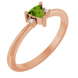 14K Gold Trillion Natural Peridot & Natural Diamond Accented Ring - Rose Gold
