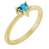 14K Gold Trillion Natural Aquamarine & Natural Diamond Accented Ring - Yellow Gold