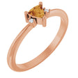 14K Gold Trillion Natural Citrine & Natural Diamond Accented Ring - Rose Gold