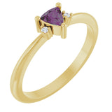 14K Gold Trillion Lab-Grown Alexandrite & Natural Diamond Accented Ring - Yellow Gold