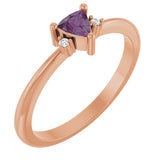 14K Gold Trillion Lab-Grown Alexandrite & Natural Diamond Accented Ring - Rose Gold