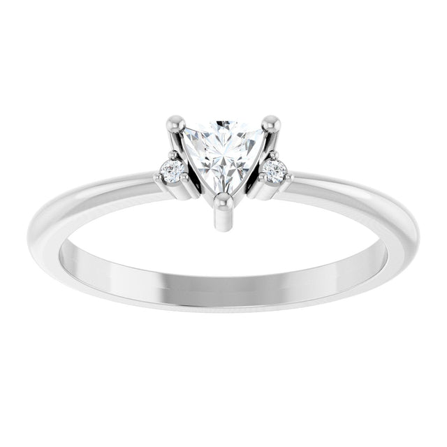 Platinum Trillion Natural White Sapphire & Natural Diamond Accented Ring - view 3
