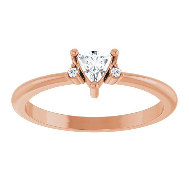 14K Gold Trillion Natural White Sapphire & Natural Diamond Accented Ring - Rose Gold - view 3
