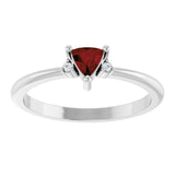 14K Gold Trillion Natural Mozambique Garnet & Natural Diamond Accented Ring - White Gold - view 3