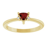 14K Gold Trillion Natural Mozambique Garnet & Natural Diamond Accented Ring - Yellow Gold - view 3
