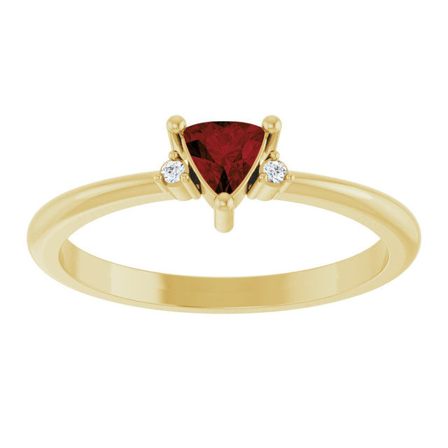 14K Gold Trillion Natural Mozambique Garnet & Natural Diamond Accented Ring - Yellow Gold - view 3