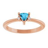 14K Gold Trillion Natural Aquamarine & Natural Diamond Accented Ring - Rose Gold - view 3