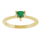 14K Gold Trillion Lab-Grown Emerald & Natural Diamond Accented Ring - Yellow Gold - view 3
