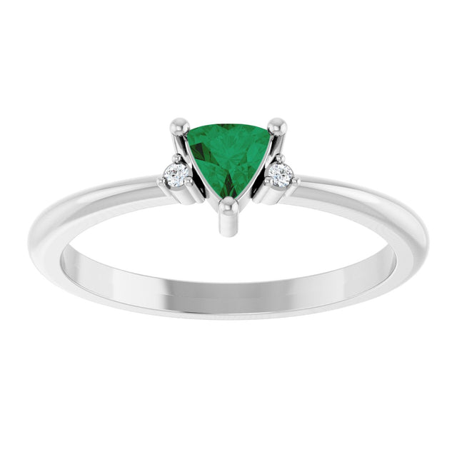 Platinum Trillion Lab-Grown Emerald & Natural Diamond Accented Ring - view 3