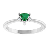 14K Gold Trillion Natural Emerald & Natural Diamond Accented Ring - White Gold - view 3