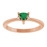 14K Gold Trillion Natural Emerald & Natural Diamond Accented Ring - Rose Gold - view 3