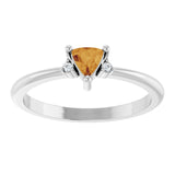 14K Gold Trillion Natural Citrine & Natural Diamond Accented Ring - White Gold - view 3