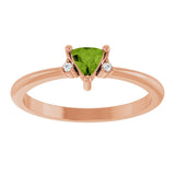 14K Gold Trillion Natural Peridot & Natural Diamond Accented Ring - Rose Gold - view 3