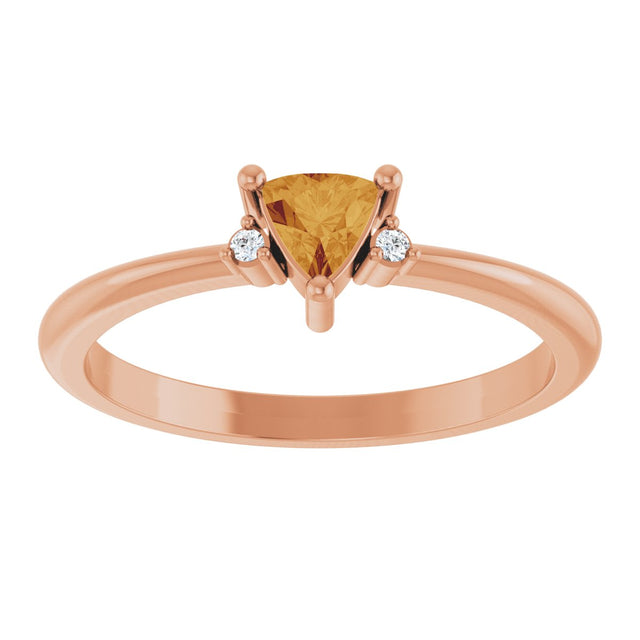 14K Gold Trillion Natural Citrine & Natural Diamond Accented Ring - Rose Gold - view 3