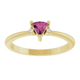 14K Gold Trillion Natural Pink Tourmaline & Natural Diamond Accented Ring - Yellow Gold - view 3