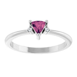 14K Gold Trillion Natural Pink Tourmaline & Natural Diamond Accented Ring - White Gold - view 3