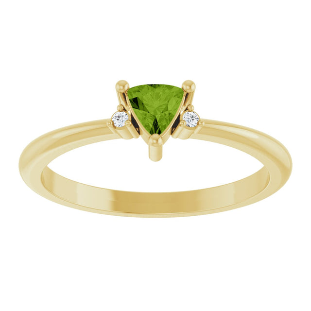 14K Gold Trillion Natural Peridot & Natural Diamond Accented Ring - Yellow Gold - view 3