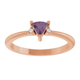 14K Gold Trillion Lab-Grown Alexandrite & Natural Diamond Accented Ring - Rose Gold - view 2