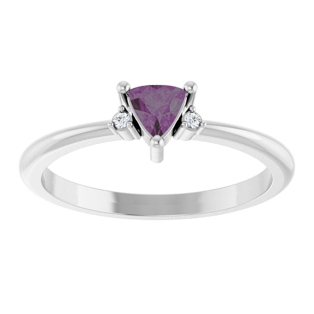 Platinum Trillion Lab-Grown Alexandrite & Natural Diamond Accented Ring - view 2