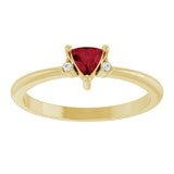 14K Gold Trillion Natural Ruby & Natural Diamond Accented Ring - Yellow Gold - view 3