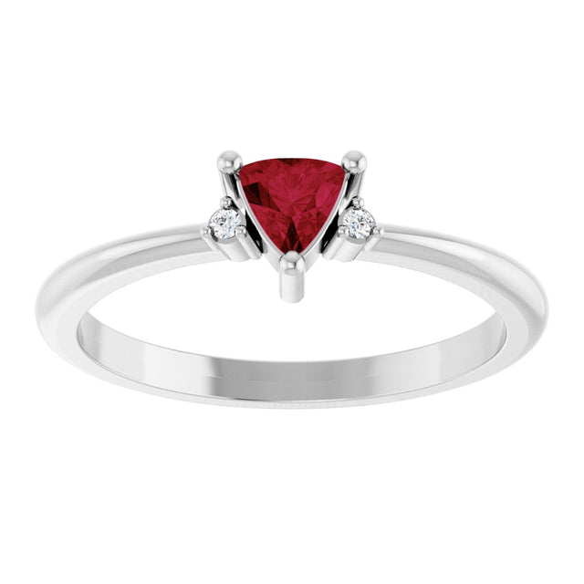 Platinum Trillion Natural Ruby & Natural Diamond Accented Ring - view 3
