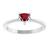 14K Gold Trillion Natural Ruby & Natural Diamond Accented Ring - White Gold - view 3